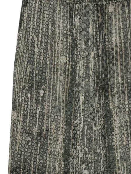Pantaloni Ziggy Chen cu imagine cu imprimeu abstract cu cordon verde