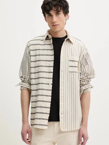 Desigual koszula JACK relaxed z kołnierzykiem klasycznym beżowy