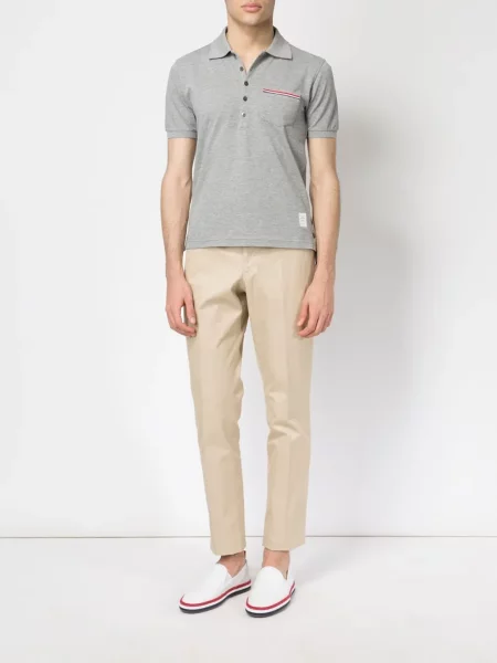 Dryžuota polo marškinėliai Thom Browne pilka