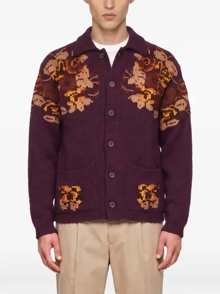 Cardigan Baziszt cu model floral violet