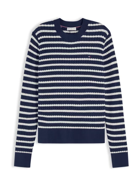 TOMMY HILFIGER Pulover bleumarin alb