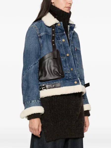 Geacă de blugi Sacai din piele de oaie albastru