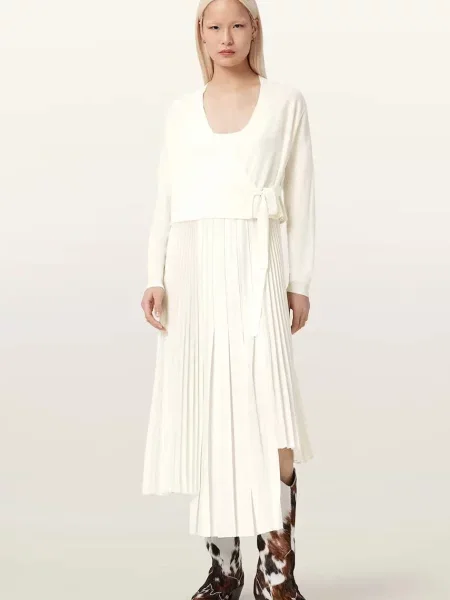 AllSaints rochie LUCILLE alb