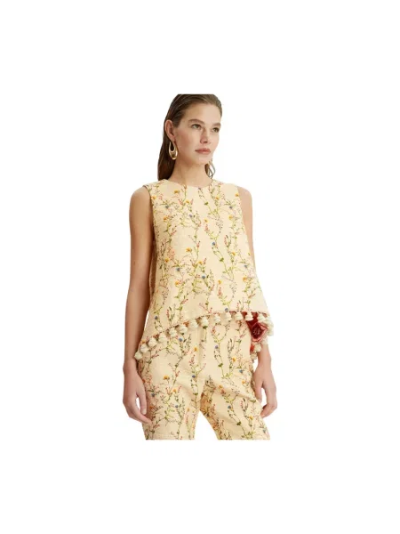 Top La Doublej bez rękawów beżowy