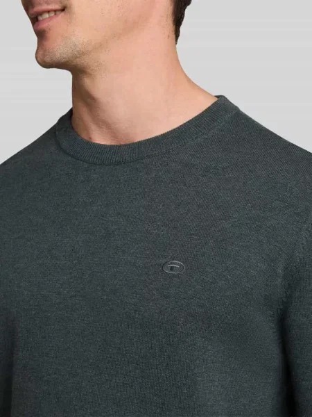 Sweter w kroju regular fit z czystej bawełny Tom Tailor oliwkowy