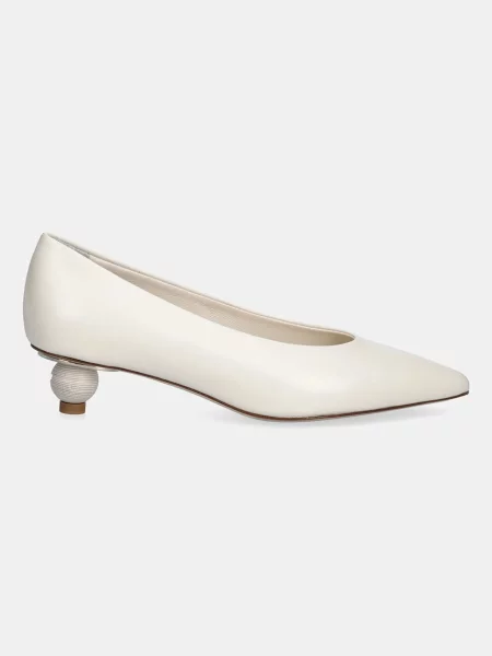 Кожаные туфли Weekend Max Mara на низком каблуке бежевые