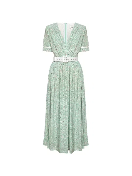 Rochie midi Post Meridiem până la genunchi de costum verde