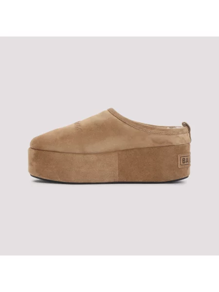 Klapki Balenciaga na platformie brązowe