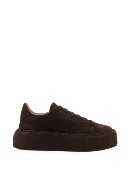 Sneakerși Casadei din piele de căprioară cu platformă maro