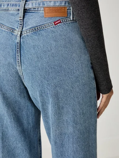 Levi's дънки wide leg дамски RIBCAGE WL BELTED синьо