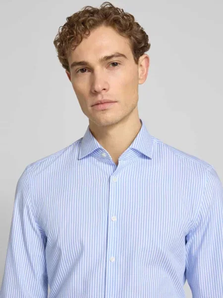 Koszula biznesowa o kroju slim fit z listwą guzikową Jake*s błękitna