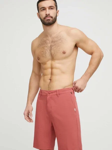 Плувни шорти Quiksilver с изчистен дизайн червено