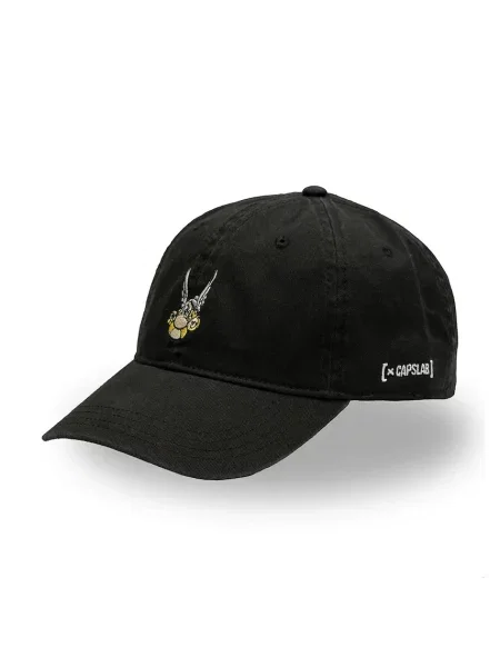 Шапка с козирка Capslab x Asterix с изчистен дизайн черно