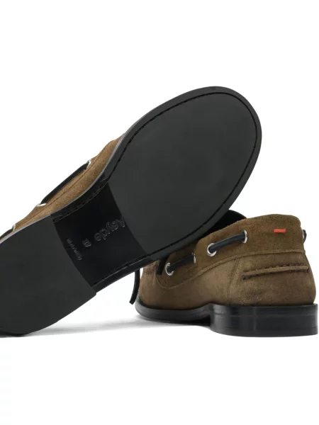 Pantofi loafer Aeyde cu șireturi din piele de căprioară maro