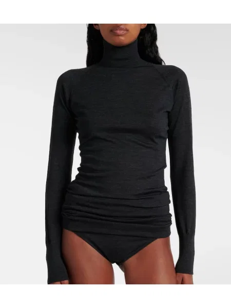 Body Alaïa de lână drapat negru
