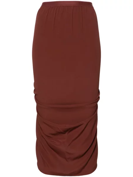 Spódnica midi Rick Owens drapowana do kolan brązowa