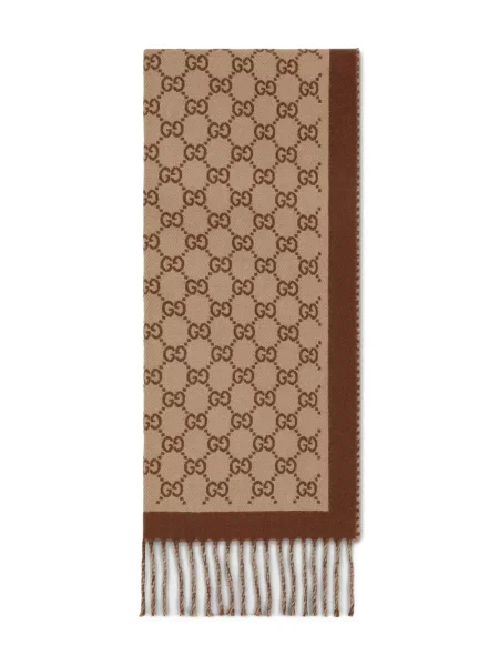 Szal Gucci wełniana brązowa