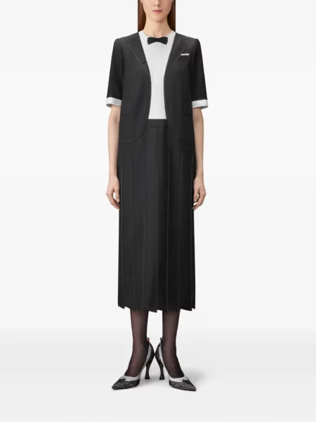Rochie midi Thom Browne din țesătură twill negru