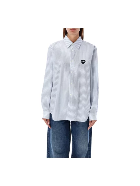 Wielobarwność koszula Comme Des Garcons w paski niebieska