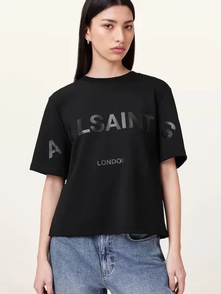 Тениска AllSaints LINI BIGGY черно