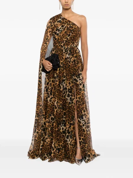 Rochie Pamella Roland cu imagine cu model leopard maro