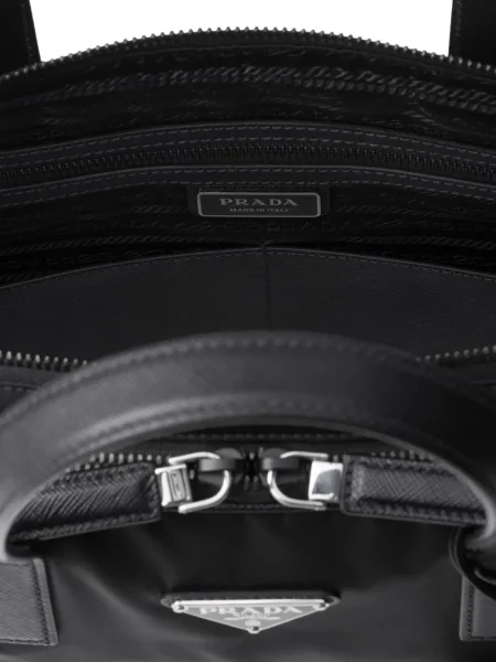 Geantă pentru laptop Prada cu autograf negru