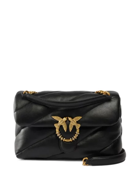 Matlasat geanta crossbody Pinko din piele cu cataramă negru