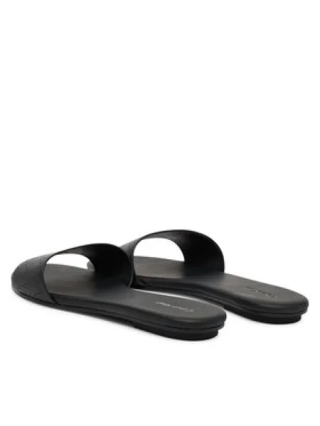 Šľapky Calvin Klein Org Flat Sndl One Bar Lth Aop čierna