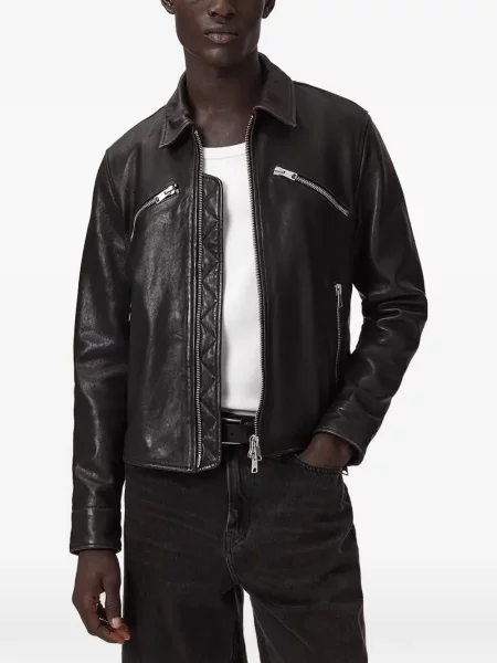 Geanta de piele Allsaints negru