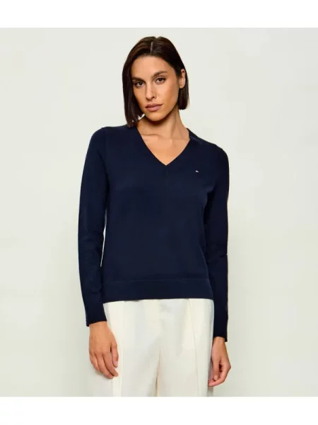 TOMMY HILFIGER Pulover bleumarin / roșu alb