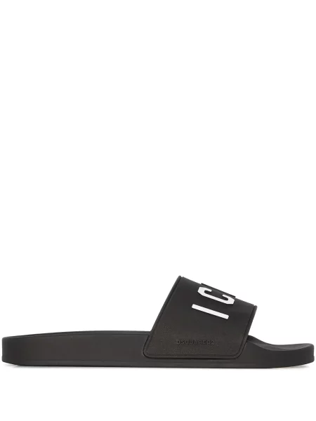 Papuci Dsquared2 fără toc cu imagine negru