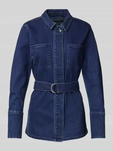 Żakiet z tkaniny stylizowanej na denim Comma granatowa