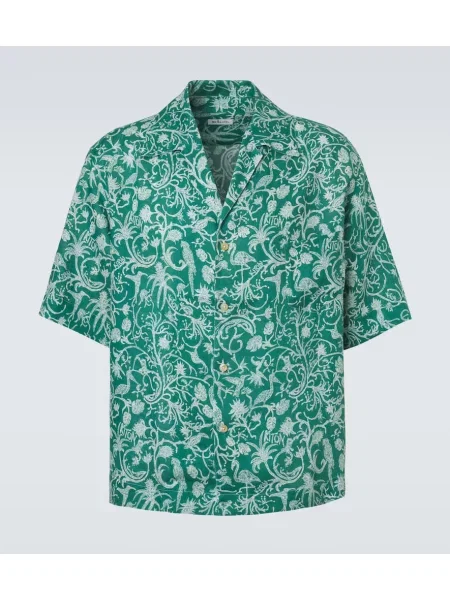 Cămașă Kiton de in verde