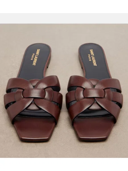 Sandale Saint Laurent din piele maro