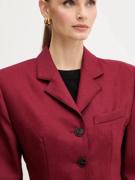 Вовняний піджак Marella однобортний візерунок бордовий