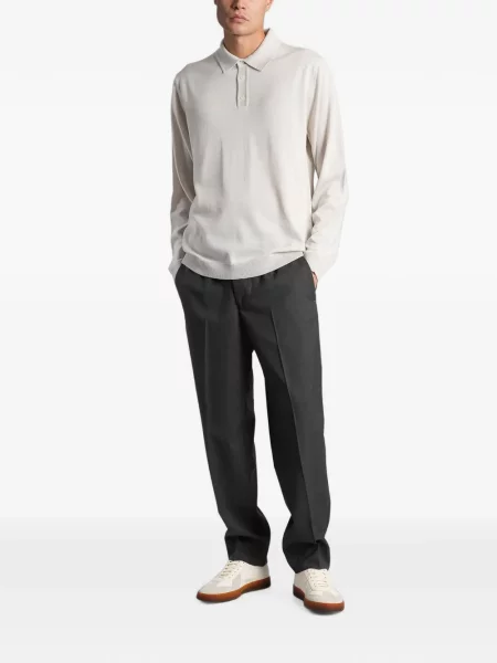 Lung tricou polo Roberto Collina gri
