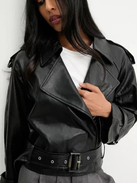 Answear.LAB geaca ramones de tranzitie oversize negru