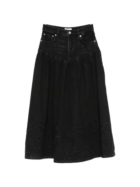 Fustă din denim Ganni negru