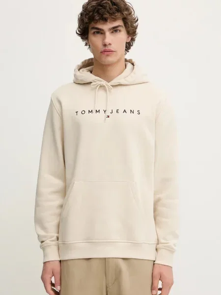 Tommy Jeans bluza z kapturem z nadrukiem beżowy