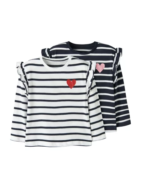 NAME IT Tricou albastru închis / roz / roșu carmin alb
