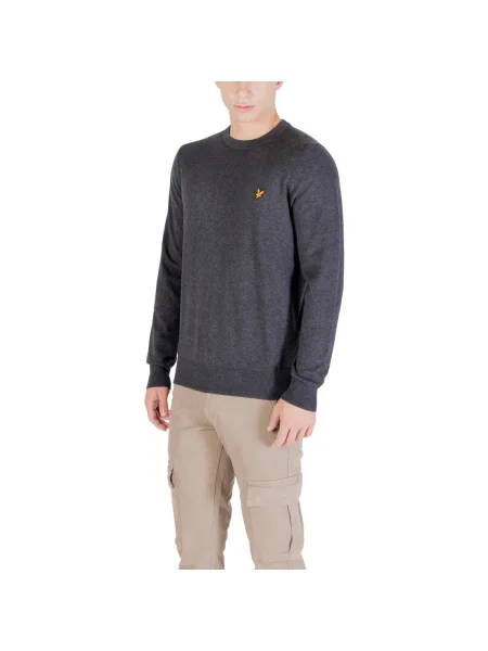 Pulover Lyle & Scott din lână merinos cu decolteu în U gri