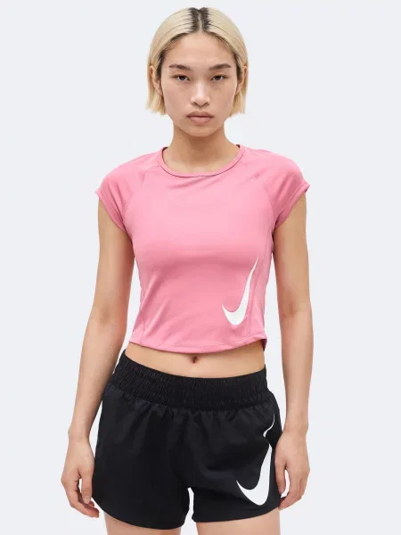 NIKE Tricou funcțional TEMPO SWOOSH roz alb