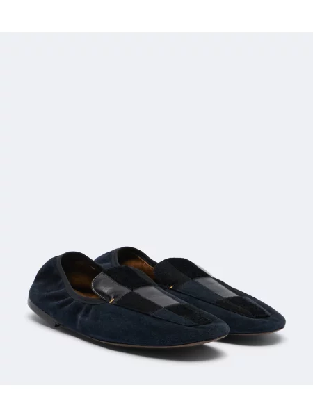 Chiloți Khaite din piele de căprioară slip-on albastru