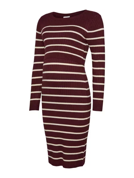 MAMALICIOUS Rochie tricotat MLNew Siv June crem / bordeaux roșu