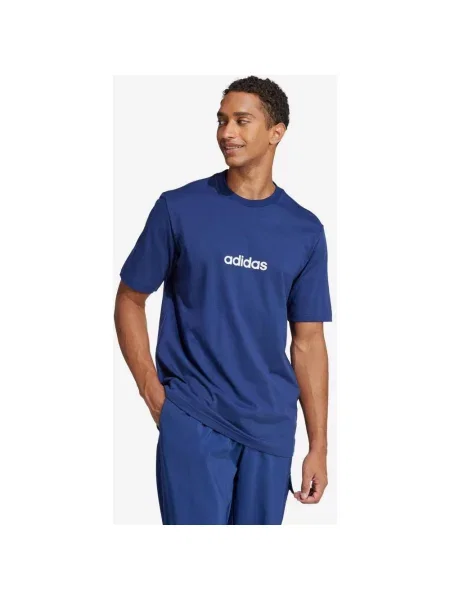 Koszulka adidas Essentials Linear Single Jersey krótki rękaw niebieski elektryczny czysty XS biały
