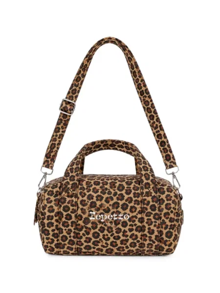 Geantă plic Repetto cu imagine cu model leopard maro