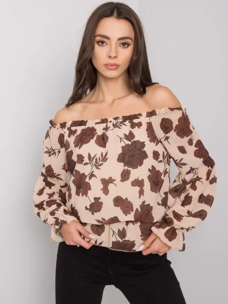 Bluză Fashionhunters cu model floral bej