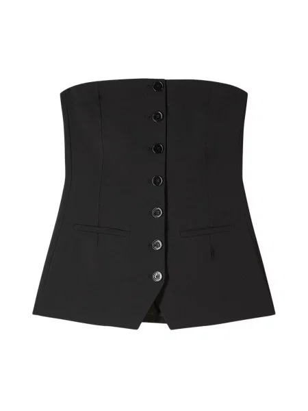 Top Patrizia Pepe z krepy z gorsetem czarny