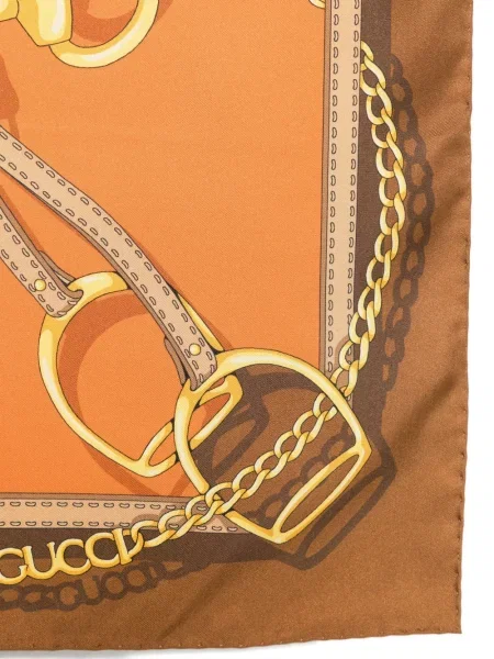Reversibil fular Gucci de mătase maro