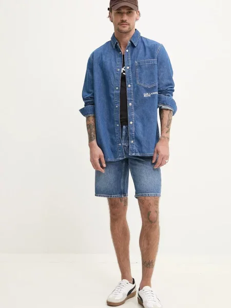 Karl Lagerfeld Jeans szorty jeansowe niebieski